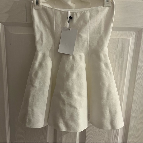 NWT Helsa White Maude Knit Peplum Strapless Top Bridal Wedding size S - Picture 4 of 7